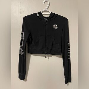 Black pcd collectors  Crop Top Hoodie